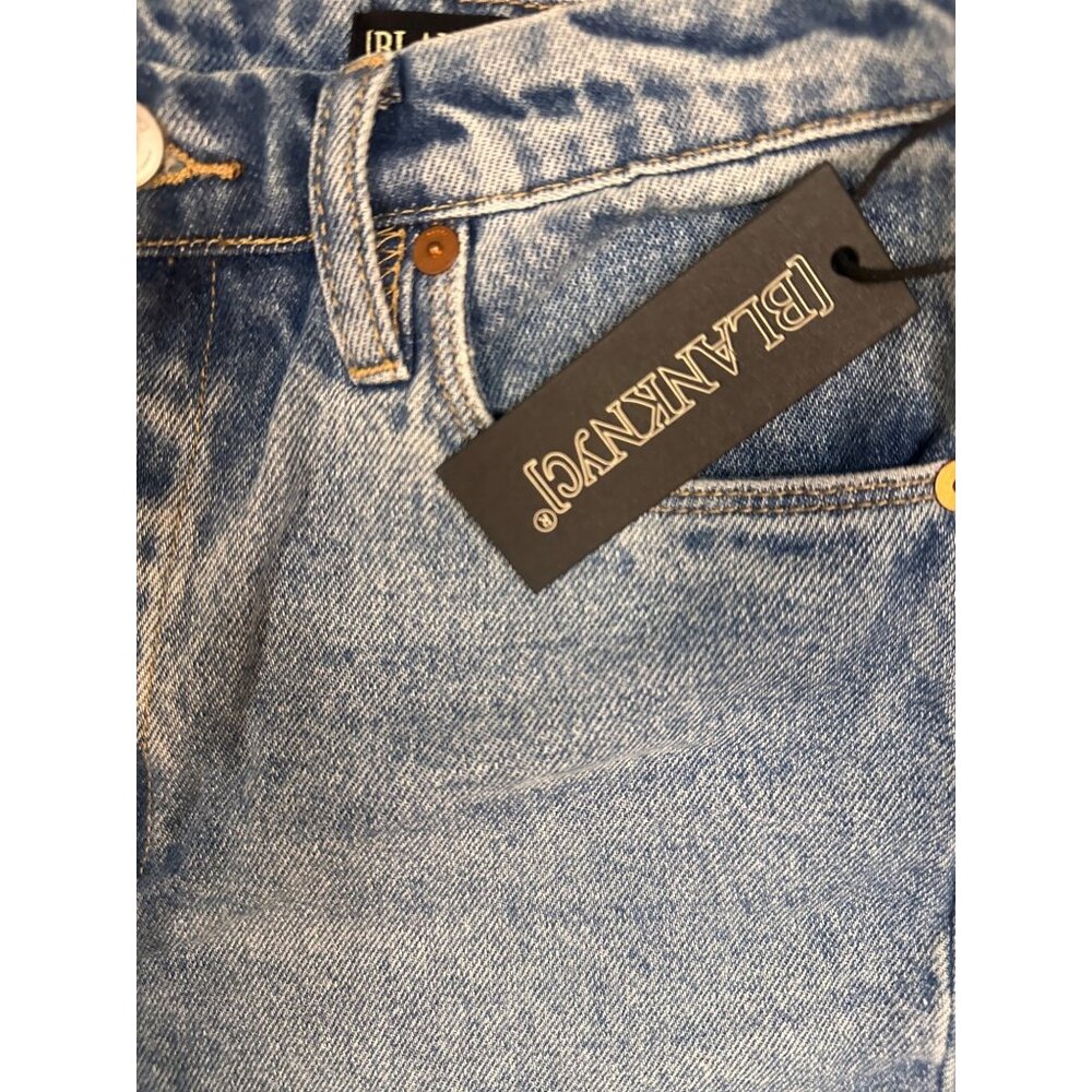 Blank Nyc Baxter Ribcage Straight Leg Jean Women's Faux Leather Color Block 25 - Picture 3 of 10